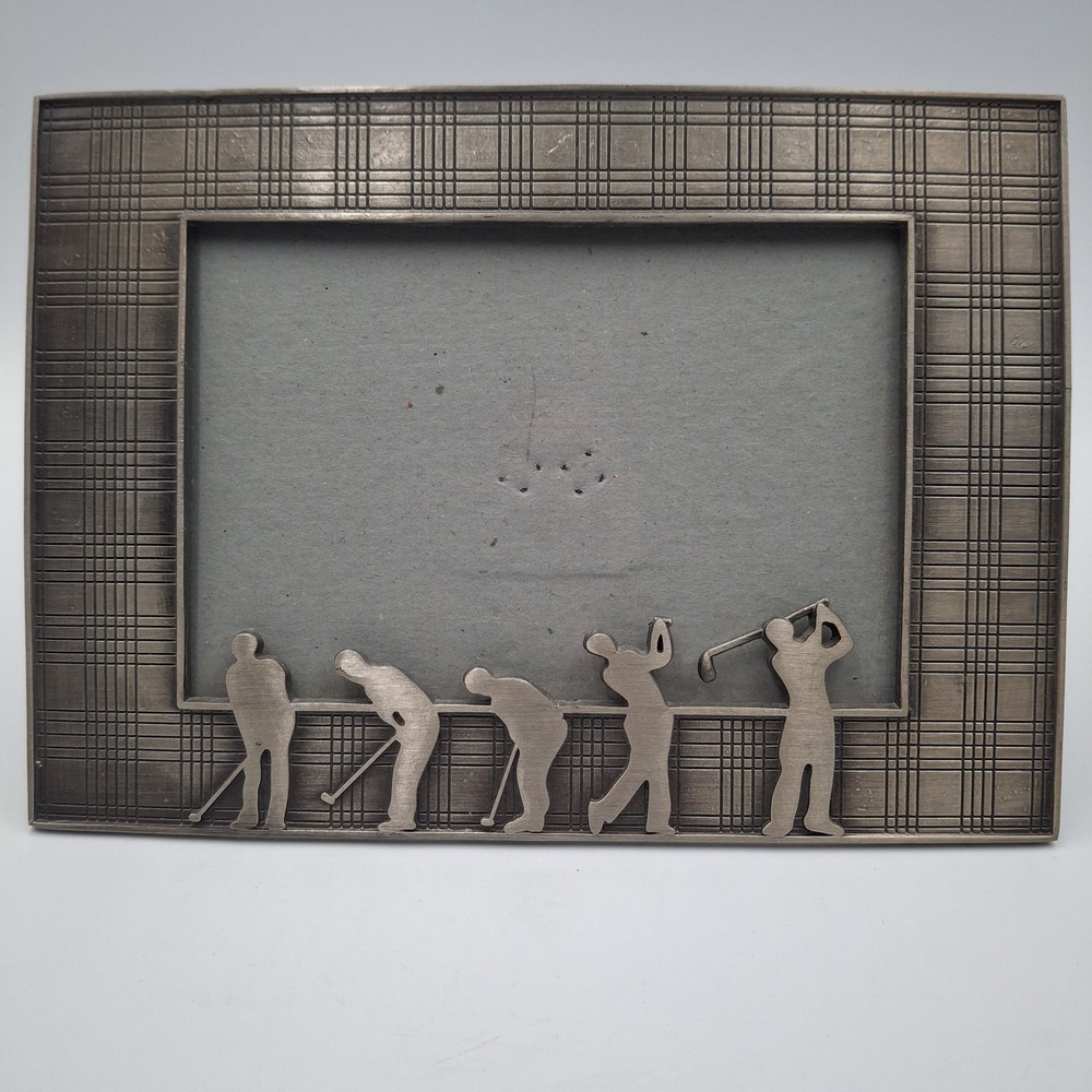 Sixtrees Golf‎ Photo Frame 4x6 Pewter Plaid Tartan Swing Sequence Golfer Gift